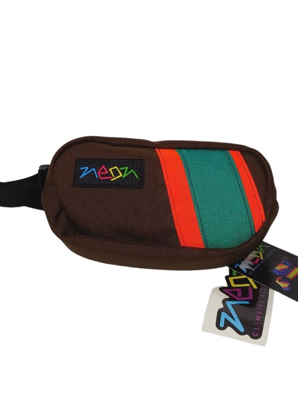 Neon Climbing Fanny Pack Hip Sack Small Brown Orange Green Adjustable 8x5" New